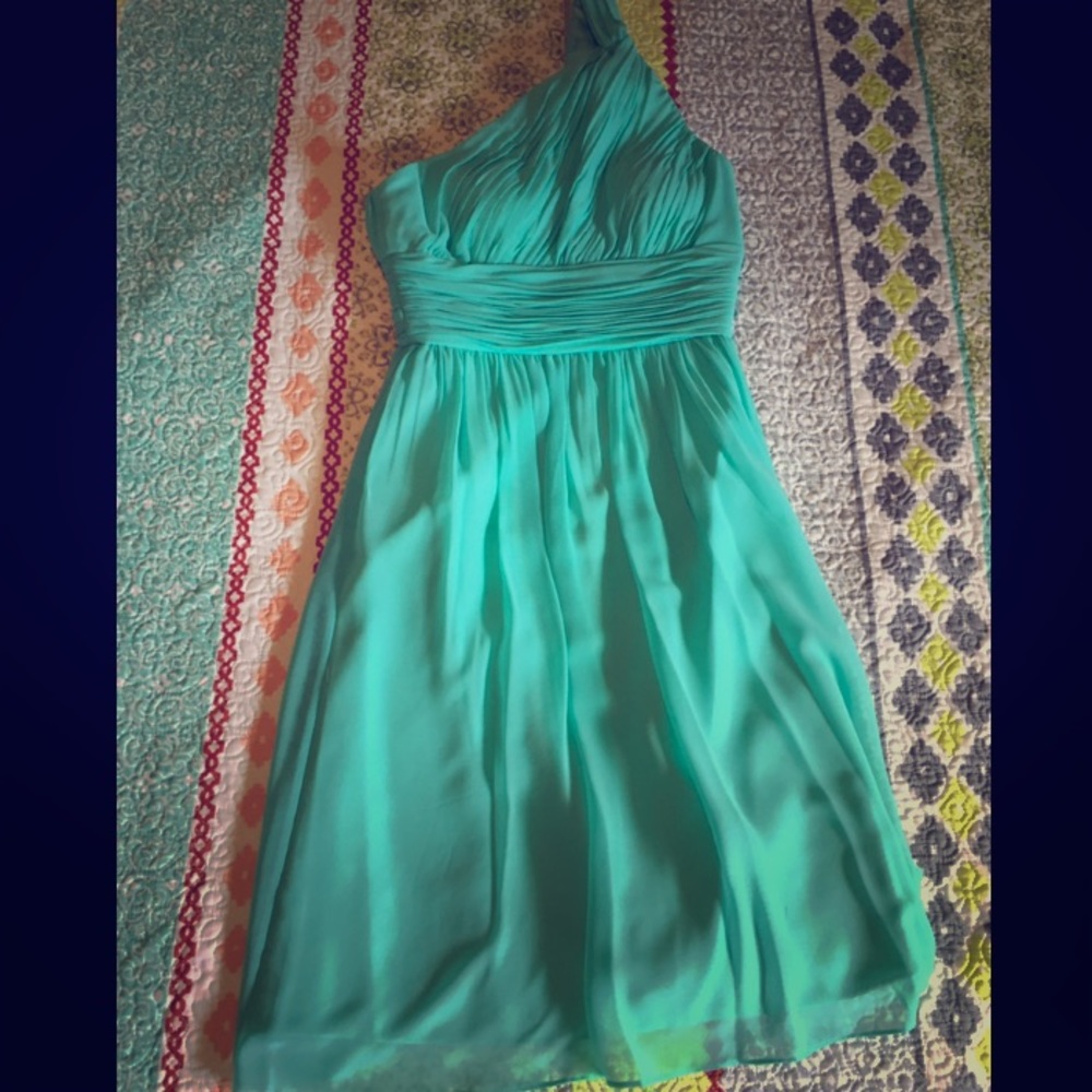Donna Morgan Tiffany blue one shoulder Dress sz 0